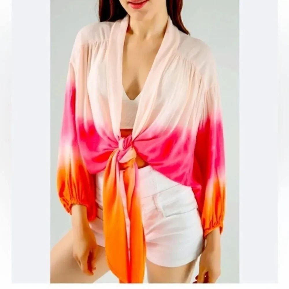 Young Fabulous & Broke Carmen Ombré Tie-Front Wrap - Tie Dye